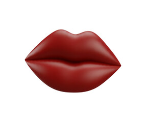 3d realistic red beautiful women's lips isolated on white background. Vector illustration