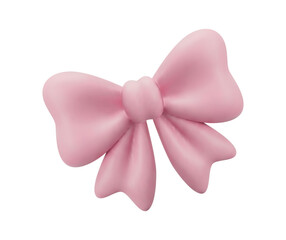 Pink bow isolated on white background. The bow has a classic shape with rounded edges and a central knot.