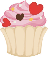 Cupcake with hearts cute valentines sweet dessert sticker