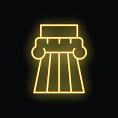 Naklejka premium Yellow neon sign illustrating a greek column with a black background