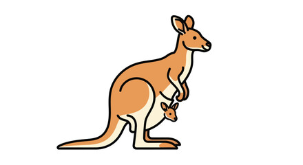 Cute kangaroo with joey in pouch on white background © SAQUEEN