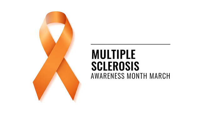 orange ribbon symbolizing multiple sclerosis awareness month in march supporting ms patients perfect for health campaigns.