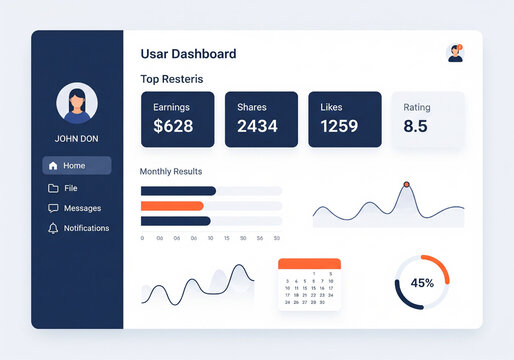 User dashboard ui analytics interface vector illustration