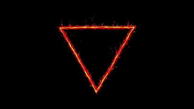 Abstract Fiery Triangle Loop Animation on Black Background, Dynamic Energy Flow.