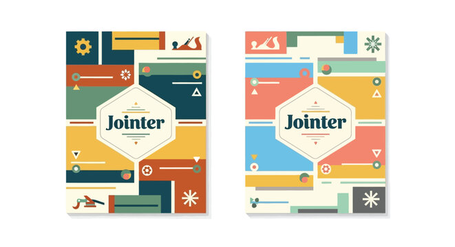 Two abstract geometric designs with the word jointer prominently displayed