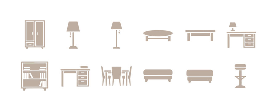 Outline Icons Featuring Furniture Set

