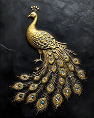 Obraz premium Peacock feather on black background