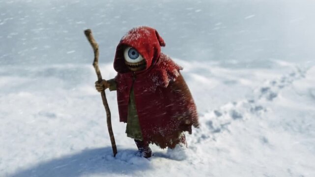 Cyclops at the top of a snowy mountain