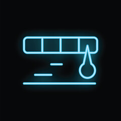 Glowing neon loading bar icon with cursor arrow on black background