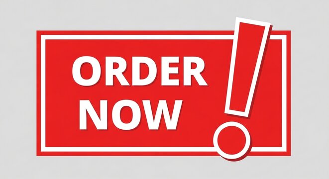 Eye-catching red button urging viewers to order products immediately with excitement