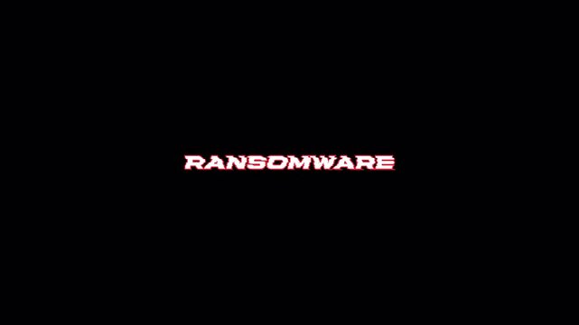 Futuristic Red Glitch Ransomware Text Transparent Animation