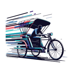  Rickshaw In Motion With Motion Lines Vector Design
