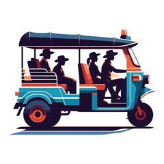 Tuk Tuk Carrying Passengers Vector Design