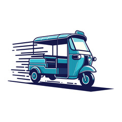 Tuk Tuk With Simple Motion Lines Vector Design