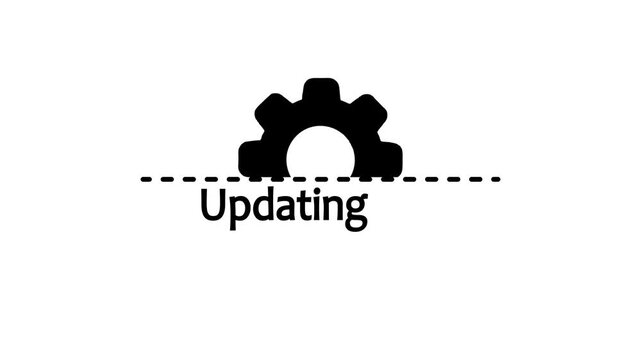 Minimalist White Gear Icon and Loading Status on Black Background for Technology, Firmware Upgrade, and Computer Maintenance Concept Video
