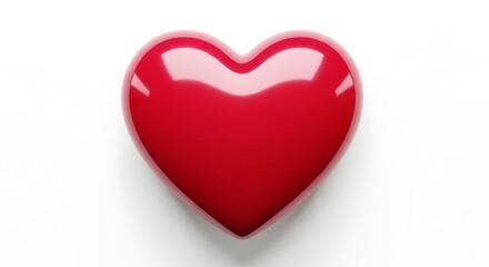 Fototapeta premium A shiny red heart symbol on a white background representing love and affection