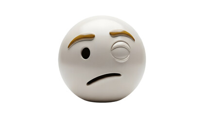 Sad face emoticon with frowning mouth on transparent background