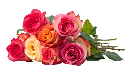 vibrant rose bouquet isolated on transparent background