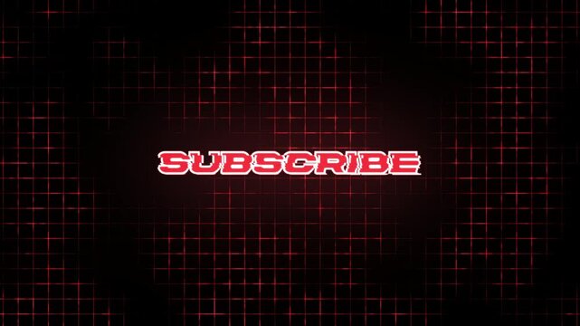 Red Glowing Subscribe Text Animation on Digital Grid Background
