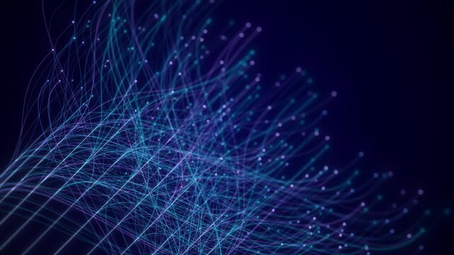Abstract Neural Network Graph Visualization, AI Machine Learning Data Classification. Connected Nodes and Flow Lines, Big Data Technology Abstract Background for Artificial Intelligence Communication