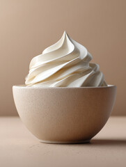 Creamy vanilla soft serve ice cream in minimalist bowl