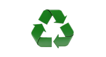 Obraz premium A green recycle symbol on a transparent background viewed from directly above