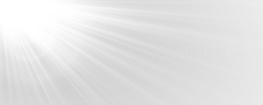 White glowing starburst shines with sparkling rays and soft lens flare effect. Sunlight reflections enhance the bright atmosphere. Ideal PNG for light overlays and postcards.