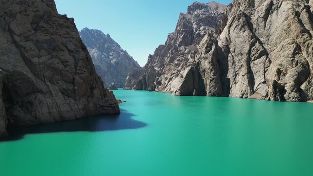 aerial View on Kol-suu lake in Naryn Region Kyrgzstanaerial View on Kol-suu lake in Naryn Region Kyrgzstan