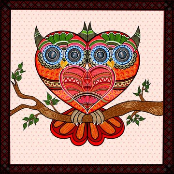 owl with heart