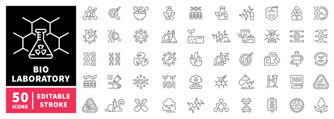 Bio laboratory editable line icons set. Science and research symbols © Jocelyn_Flores