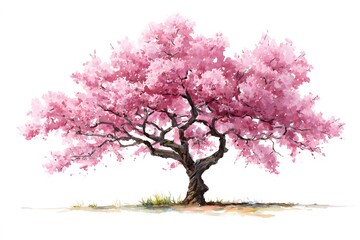 Fototapeta premium A blooming cherry blossom tree with beautiful pink flowers, a symbol of spring