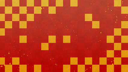 金箔の舞い散る市松模様の和風な背景装飾イラスト　切箔　コピースペース