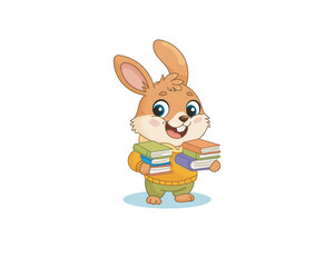 Happy Easter Square Card with Bunny Chicks and Eggs Illustration