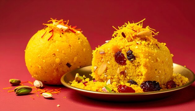 Traditional indian Sweets laddu and mysore pak