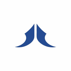 Fototapeta premium Abstract blue symmetrical design resembling a stylized crown or upward-pointing wings.
