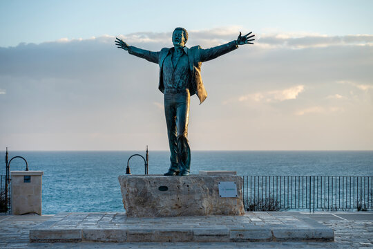 Statue of Domenico Modugno, Polignano a mare, Apulia, Italy