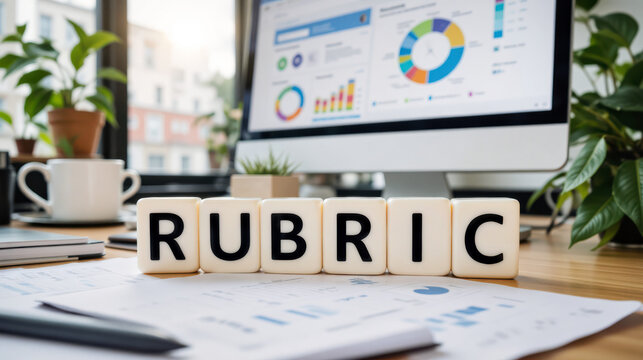 Rubric based assessment criteria for grading student work, scoring guide for performance evaluation and feedback used in training programs, certification tests and course review workflow