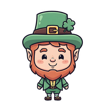Cute leprechaun cartoon character isolated on transparent background