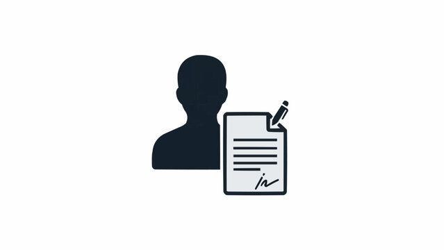 Person Signing Document with Pen Icon.