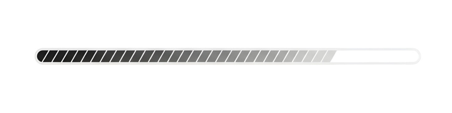 Minimal loading progress bar UI element with striped animation, modern website preloader indicator on white background