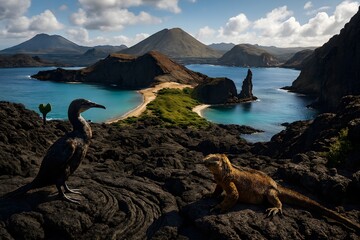 Ancient volcanic islands with endemic wildlife, lava flows, turquoise waters, and untouched dramatic coastlines