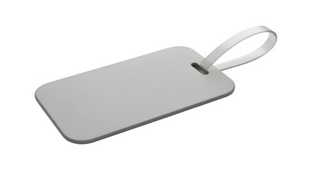Gray Luggage Tag with Loop, Blank Surface for Personalization, Isolated on White Background