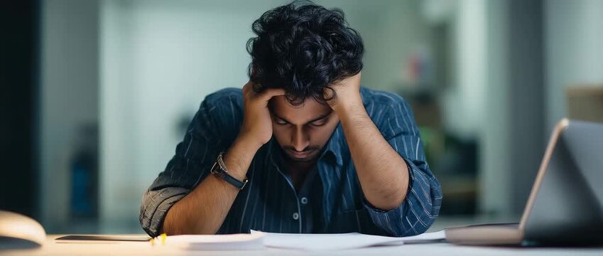 Indian student studying in library, exam preparation. education pressure, concentration, exams, and academic challenges.