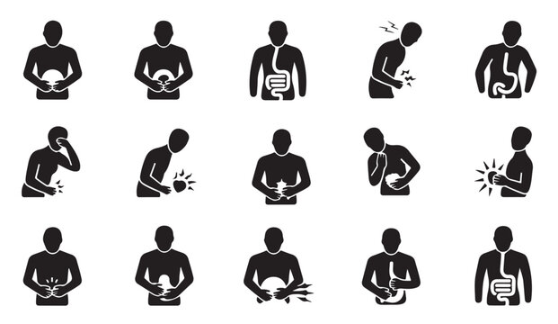 People with stomach ache and various abdominal pain symptoms gastrointestinal illness