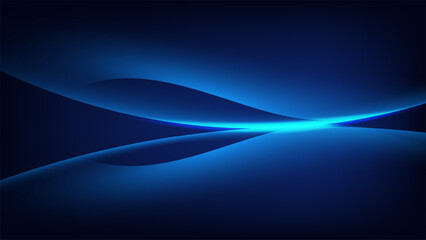 blue abstract background with glowing waves of light and sleek curves on dark navy backdrop for technology and business design