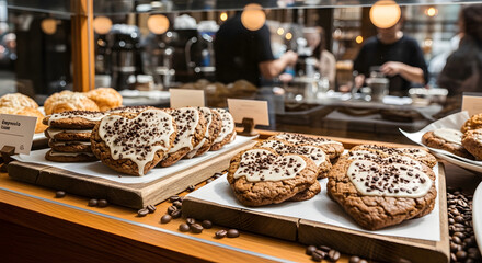 Assorted Baked Goods on Wooden Counter in Coffee Shop