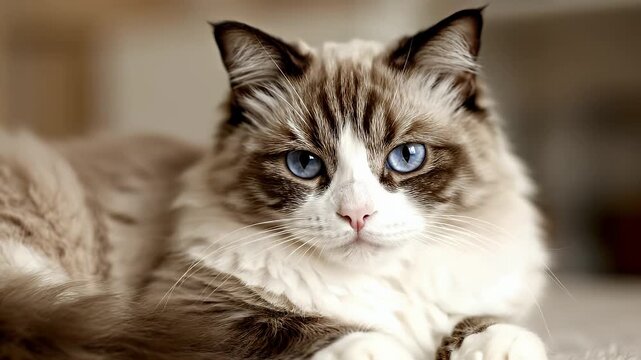 Beautiful Ragdoll Cat with Striking Colorpoint Coat