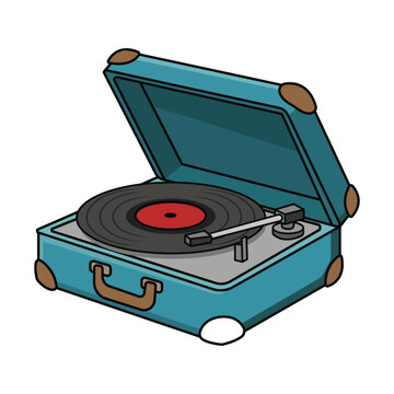 Vintage Record Player Vector Illustration with Music Playback Audio Entertainment and Retro Technology Theme