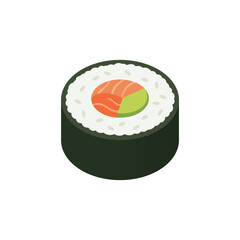 Sushi maki roll with salmon and avocado filling vector illustration © ReconCatz