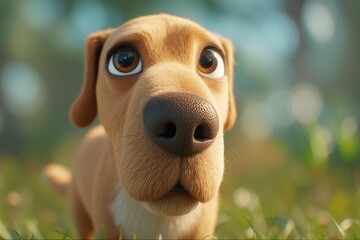 Adorable Cartoon Dog with Big Eyes.